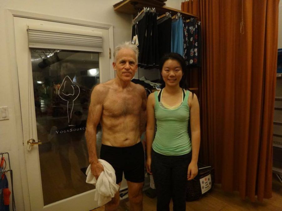 Ding poses with instructor after yoga class. Courtesy of Grace Ding.