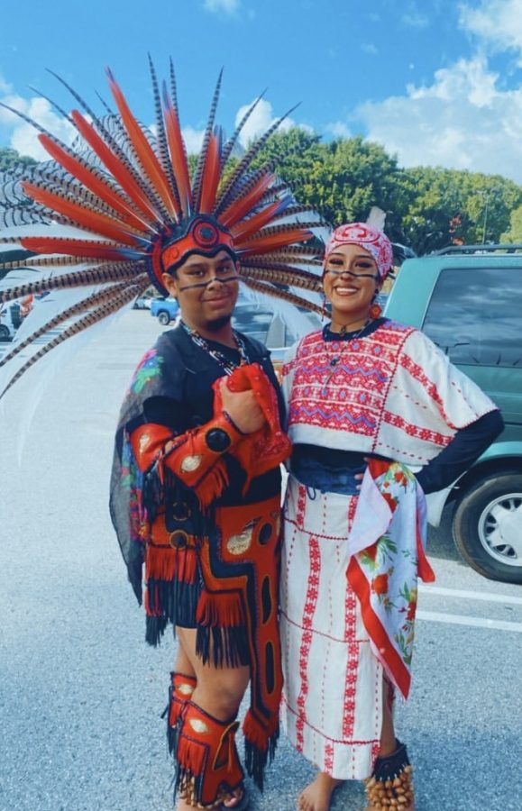 Junior Jose Morales honors indigenous culture through traditional dances, symbolic adornments