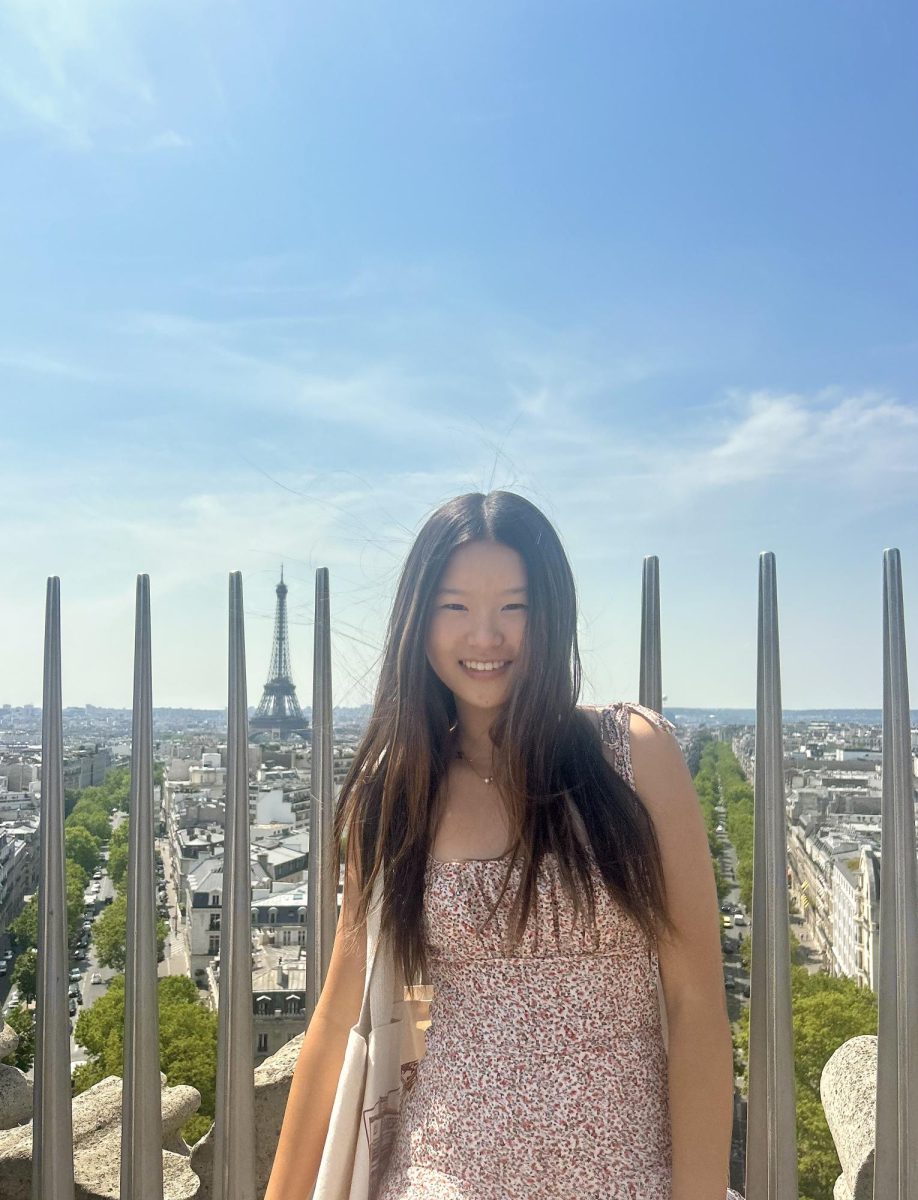 Sophomore Natalie Chan poses t Arc de Triomphe 