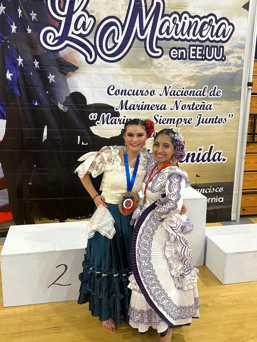 Sophomore Megumi Estrada Nakamatsu (right) attends the Marinera Siempre Juntos competition with her friend in January