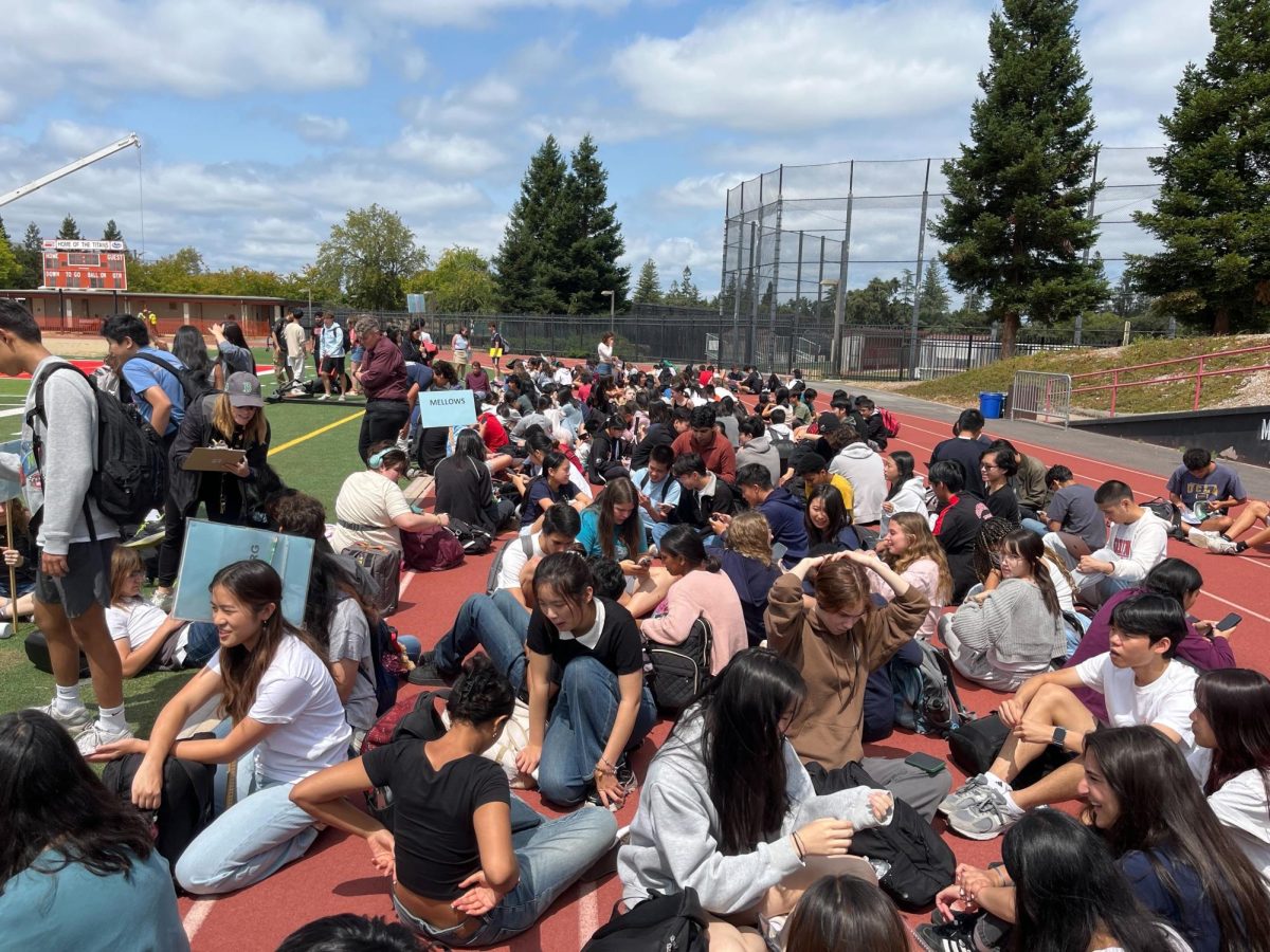 Teachers take roll during the Thursday evacuation.