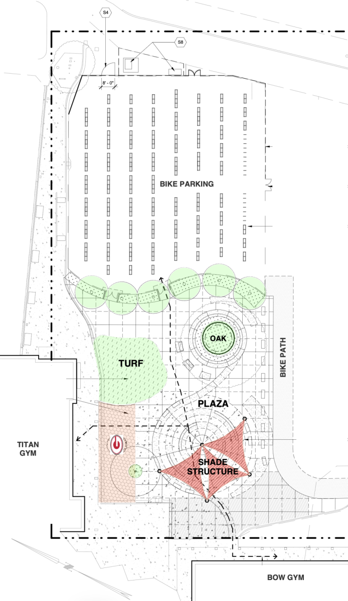 Multiple rows of V-building portables were removed from campus the week of April 6. The area that previously housed the portables is planned to be revamped with a plaza, new bike parking and a shade structure.